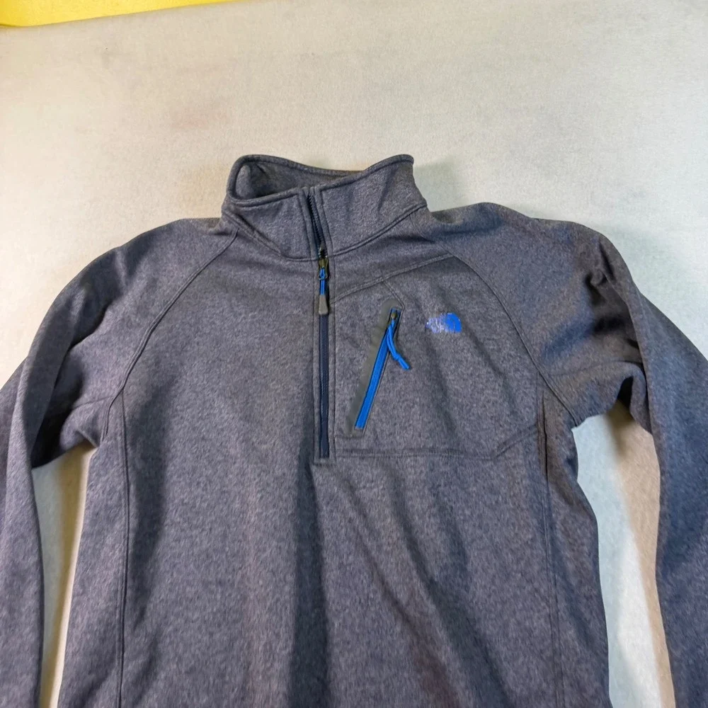 The North Face‎ Mens Quarter Zip Fleece Pullover Gray Blue S P Mock Neck Pocket
